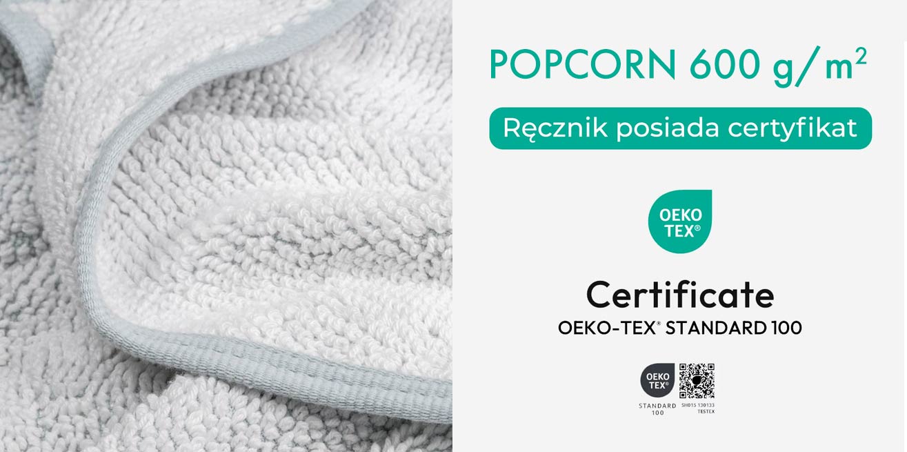 Certyfikat ręcznika POPCORN 600 g/m2